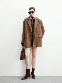 CUCCOO BIZCHIC 女士时尚弹力猫跟修身短靴，咖啡色踝靴，百搭舒适，适合日常穿着和通勤。 - 咖啡棕 - 查看 10