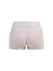 Ocili 休闲棉质简约舒适男友风短裤，带编织标志，舒适女式平角短裤，时尚秋季轻松舒适 - 紫色 - 查看 11