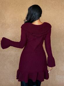 Islaluna كارديجان نسائي أنيق مزين بالكشكشة على الطراز الفرنسي الرومانسي للعطلات