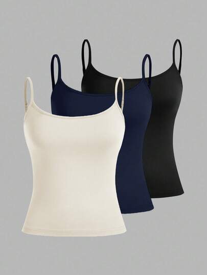 SHEIN EZwear 3 قطع/مجموعة من الأعلى المحصور النسائي المثير، مناسب للصيف