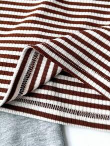 Tween Girl Ribbed Crew Neck Long Sleeve Casual Ribbed T-Shirt - Multicolor - View 5