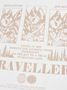 SHEIN 青少年男孩休闲长袖 T 恤套装、侧袋 3D 贴片宽松直筒纯色梭织裤、工装裤 - 卡其色 - 查看 5