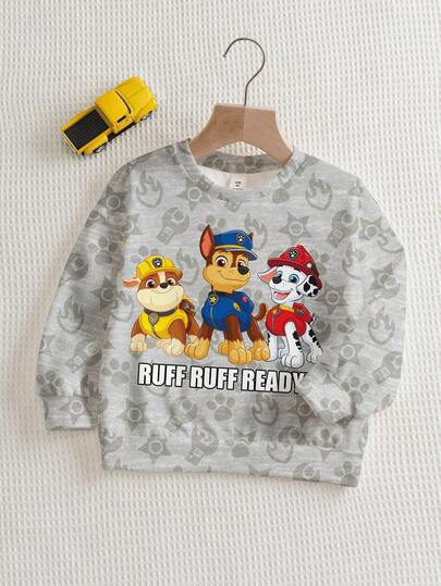 SHEIN | PAW Patrol Young Boy Casual Dog Print Crew Neck Sweatshirt, Autumn