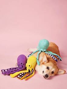 PETSIN 1 Stück Oktopus-förmiges Plüsch-Soundspielzeug - Quietsch-Spiel- und Kautier für Hunde & Katzen, niedliches Oktopus-Interaktionsgeschenk für Haustiere