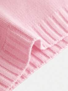 SHEIN Girlism 少女粉色露肩喇叭袖短款针织毛衣，秋冬款