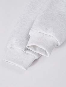 Sparklyn 2 件女童休闲半拉链立领长袖运动衫和字母印花慢跑裤套装，适合日常通勤 - 灰色 - 查看 6