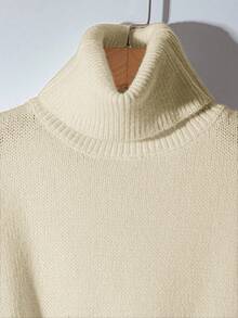 SHEIN Franclia 2件套女士高端优雅针织毛衣，白色，秋冬 - 杏色 - 查看 4