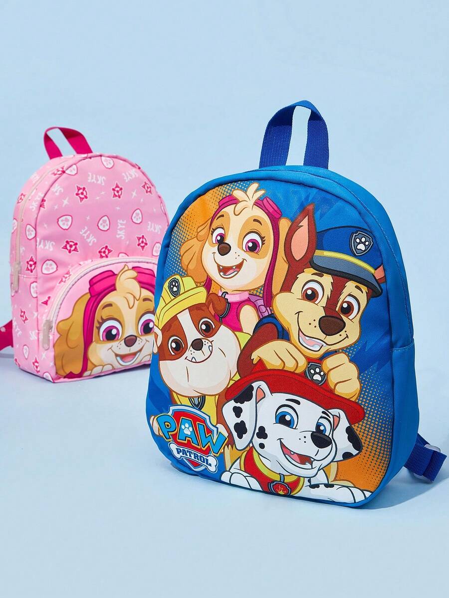 SHEIN | PAW Patrol 1pc Cute Cartoon Rubble, Skye, Chase Pattern Mini Polyester Backpack With Adjustable Shoulder Strap, Back To School - Blue - View 1