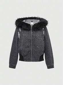 ROMWE Grunge Punk Quần jeans ống loe nữ cạp thấp có khóa kéo, túi đinh tán thêu họa tiết Punk - Xám - Xem 5
