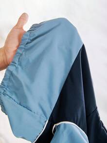 SHEIN Bộ Hai Món Bé Trai Bé Gái In Chữ Màu Khối Có Mũ Và Quần Thể Thao - Màu xanh lam - Xem 9