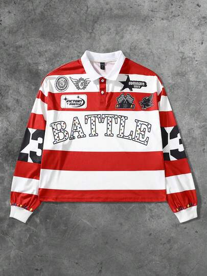 Street Life Camiseta deportiva de manga larga con media cremallera, estampado digital de rayas, versátil y casual para otoño