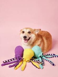 PETSIN 1 Stück Oktopus-förmiges Plüsch-Soundspielzeug - Quietsch-Spiel- und Kautier für Hunde & Katzen, niedliches Oktopus-Interaktionsgeschenk für Haustiere