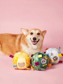 PETSIN 1 Đồ chơi hình cầu bằng vải nhung lông có chuông tích hợp - Bóng thú cưng tương tác huấn luyện âm thanh dễ thương, đồ chơi mềm mại đi kèm cho chó nhỏ và vừa, thời gian chơi hấp dẫn và nhai cho chó con - Nhiều màu - Xem 11