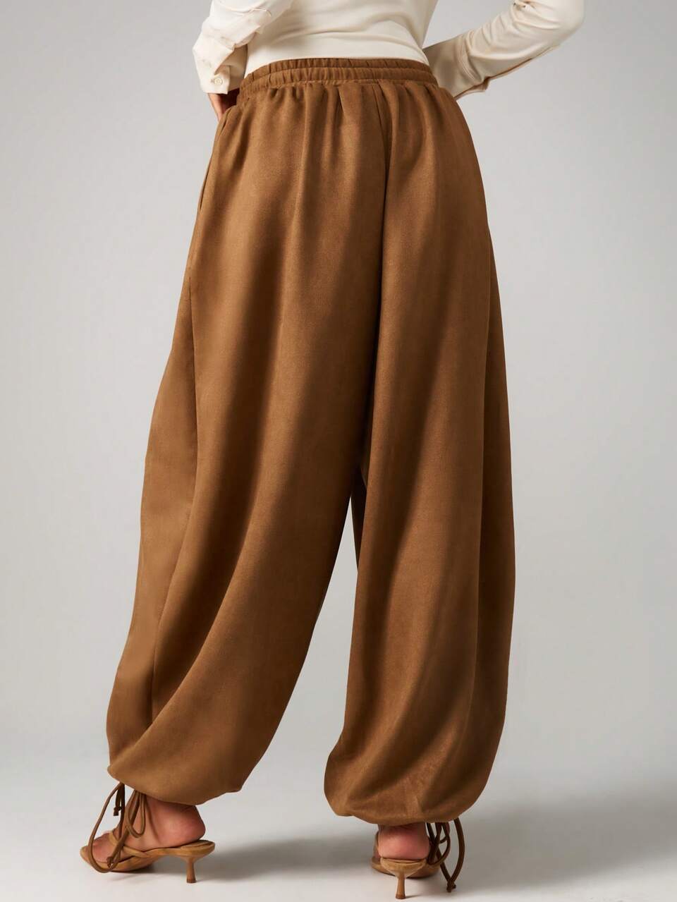 MISSGUIDED Palazzo-Hose aus Wildleder mit weitem Bein und Kordelzug in der Taille
