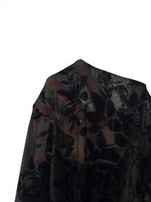 Islaluna Blusa de mujer con mangas de campana de encaje y abertura frontal sexy