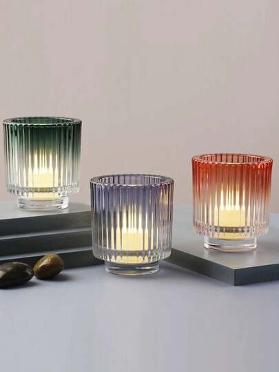 1 Piece Creative Candlestick Decoration, Household Glass Candle Cup, Candlelight Dinner Prop, Romantic Table Atmosphere Candlestick