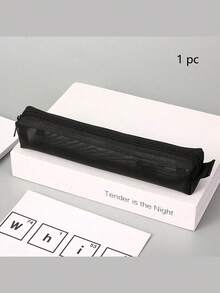 1/2/3个装极简透明网眼铅笔盒，学生考试用品收纳袋，迷你方形收纳袋，返校季必备，学习用品，铅笔袋，书包 - 黑色 - 查看 7