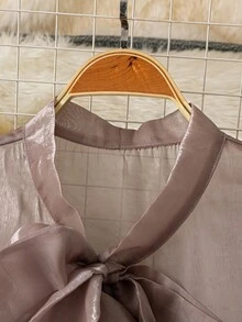 DreamSkyne Elegancka bluzka damska z rozszerzanymi rękawami i perłowymi koralikami w dużym rozmiarze