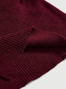 ROMWE Y2K 性感露肩超短款吊带背心毛衣 - 酒紅色 - 查看 5