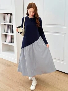 SHEIN 2件套少女针织毛衣和连衣裙套装 - 藍白色 - 查看 2