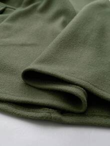 Maweii Plus Size Women Solid Color Button Front Cape Woolen Coat, Autumn/Winter - Army Green - View 8