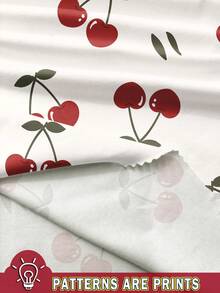 SHEIN 年轻女孩可爱迷你樱桃印花“樱桃女孩”休闲简约圆领短袖T恤，适合夏季 - 彩色 - 查看 3