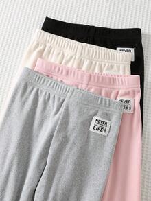 Cozy Pixies 4件套柔软针织弹力腰裤套装，字母印花针织弹力腰束脚裤4件套，幼儿男女童加厚保暖内衬卫衣和裤子，适合室内、室外、日常、运动、玩耍、派对、拍照、度假、锐舞派对、秋冬季滑雪等场合 - 彩色 - 查看 4