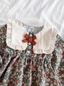 SHEIN Vintaside Kids 女婴可爱长袖公主裙，时尚优雅，适合春秋季