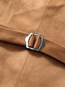 Manfinity Nomadique 男士休闲麂皮背心，纯色，单排扣，适合秋季度假穿着，西部牛仔风格，男士无袖乡村音乐会服装，冬季款