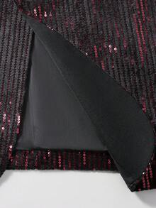 Manfinity AFTRDRK 男士亮片披肩领单排扣西装外套，完美适用于晚宴、派对、毕业典礼和圣诞派对。男士红色亮片西装外套，情侣装的完美之选。2025闪亮派对西装外套，正式夹克，适合婚礼、舞会和夜总会等场合。男士设计西装外套，男士晚宴现代派对服装，男士婚礼夹克，男士黑色亮片西装，圣诞节 - 黑色 - 查看 6