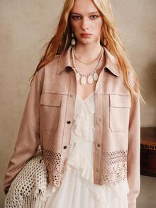 Revavyn Áo khoác nữ dáng rộng màu trơn thường ngày đi làm, mùa thu - Lạc đà - Xem 6