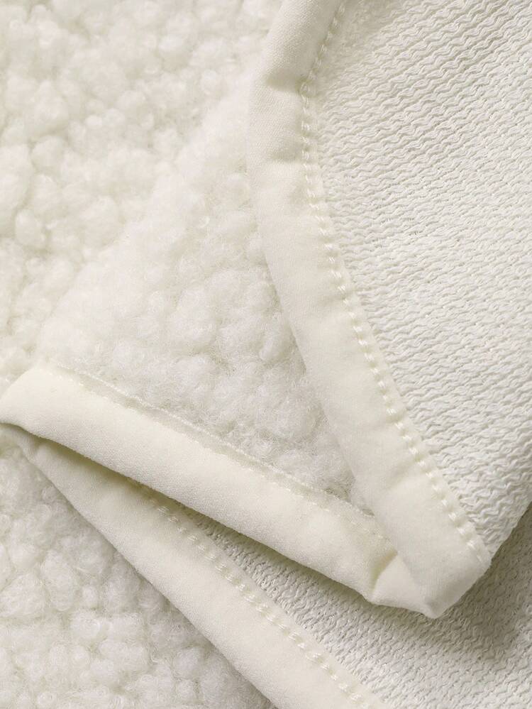 2pcs/Set Women Solid Color Loose Teddy Fleece Hoodie And Straight Skirt Casual Outfit, Thickened For Autumn/Winter