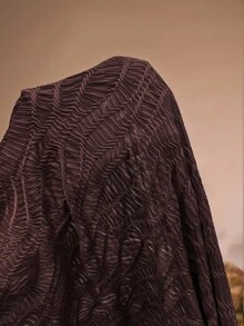 Anewsta Camiseta plisada casual y elegante de cuello redondo para mujer, color marrón - Óxido marrón - Ver 8