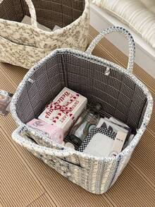 1 سلة تخزين عملية للزهور، سلة تخزين للأغراض المتنوعة، سلة تخزين للألعاب، سلة غسيل، سلة تخزين أحمر الشفاه وفرش المكياج ومنتجات العناية بالبشرة، ديكور منزلي، سلة نزهة محمولة، عناصر شائعة لعيد الميلاد - متعدد الألوان - مشاهدة 5