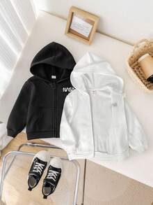 SHEIN 两件套，买一送一，儿童男童休闲运动衫，连帽运动衫套装，儿童长袖运动衫，男女童均可穿，返校服，基本款上衣，黑色上衣，男童返校服，外套 - 彩色 - 查看 9