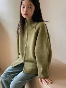 DAZY Tween Girls Daily Casual Cardigan - Army Green - View 4