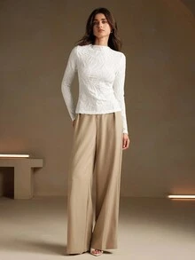 Anewsta Elegant & Slim Fit Basic Casual T-Shirt For Women - White - View 3