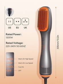 JMMO 直发刷、热梳、加热美发工具，打造更顺滑、防毛躁造型，热刷直发器，轻松打造闪亮造型，不拉扯、不缠结、不卡住卷发刷、热拉直刷、毕业生日假期夏季秋季 Y2K 时尚女性化妆美容派对海滩旅行露营户外 - 灰色 - 查看 10