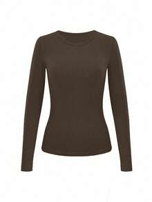 INAWLY 3件套女士纯色休闲百搭长袖圆领T恤 - 彩色 - 查看 4