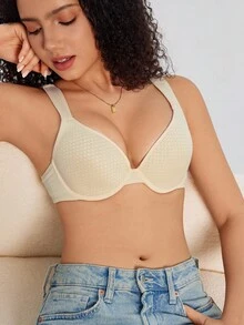 1pc Women's Minimalist Solid Color Underwire Bra - Apricot - View 6