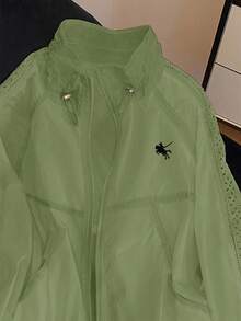 Resyla 女式白色长袖轻便风衣外套，户外休闲 - 綠色 - 查看 5