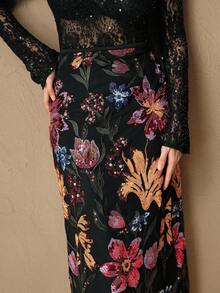 Anewsta Chân váy midi thêu đính cườm thanh lịch và thời trang dành cho nữ, thích hợp cho mùa xuân/hè. - Hồng - Xem 4