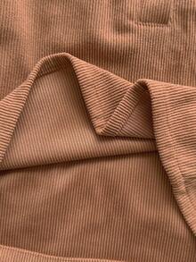 SHEIN Vintaside Kids 1 件幼儿女童舒适休闲韩版翻领 3D 刺绣天鹅绒长袖百搭上衣，适合春秋冬日常穿着 - 咖啡棕 - 查看 6