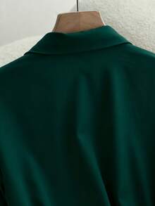 Franclia 休闲通勤百搭纯色长袖衬衫搭配女士A字裙、百褶裙、长裙，配腰带，春秋季，卡其色女套装，女士两件套，女士连衣裙，秋装/春装，女士休闲装，女士教师制服 - 墨綠色 - 查看 5