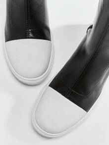 SHUZIA 女式时尚流畅设计仿皮舒适沟纹鞋底及膝长靴 - 黑色 - 查看 5