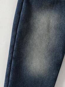 SHEIN 秋冬款年轻男孩休闲日常通勤百搭松紧腰保暖内衬牛仔裤