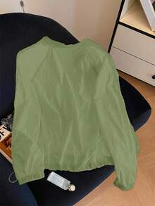 Resyla 女式白色长袖轻便风衣外套，户外休闲 - 綠色 - 查看 2