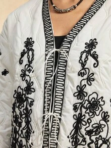 Easelle Mẫu thêu dây thừng Áo khoác mùa đông rộng rãi cho mùa thu đông - Màu Khaki - Xem 7