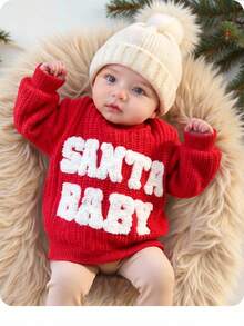 SHEIN Luźne, wygodne, luźne, z długim rękawem, noworodkowe swetry, jesienno-zimowe ubrania dla dziewczynek