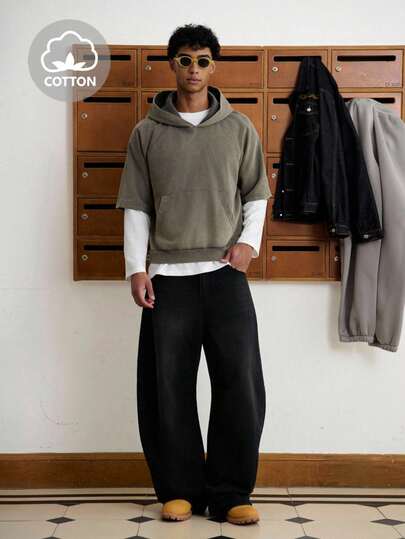 TOKVUE Men's Casual Washed Hoodie Short Sleeve T-Shirt, Summer Baggy Hoodie Short Sleeve Hoodie Oversized Hoodie Boxy Hoodie Earthy Clothes Men Hoodies For Men Oversized Olive Hoodie For Men Mens Hoodies Casual Mens Olive Casual Hoodies